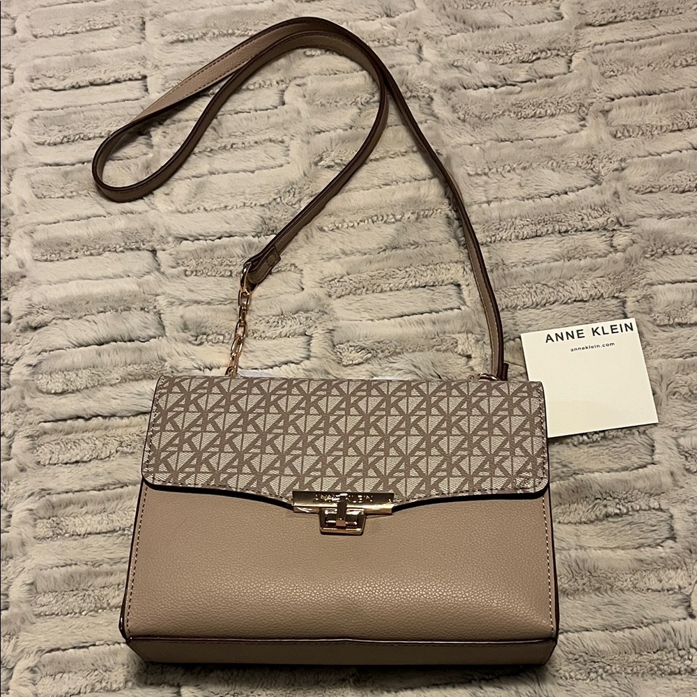 Anne Klein Beige and Patterned Crossbody Bag